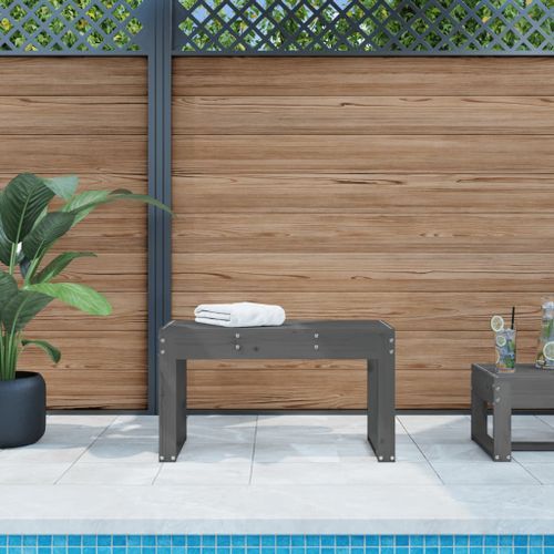 Banc de jardin gris 80x38x45 cm bois massif de pin - Photo n°2; ?>