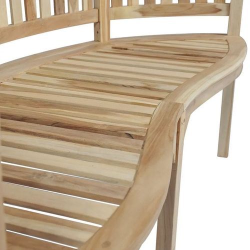Banc de jardin incurvé teck massif clair Ketia 151 cm - Photo n°2; ?>