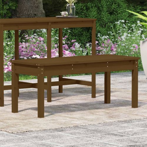 Banc de jardin marron miel 109x44x45 cm bois de pin massif - Photo n°3; ?>