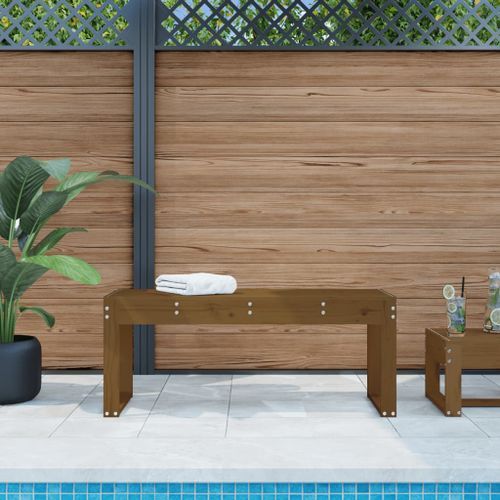 Banc de jardin marron miel 110x38x45 cm bois de pin massif - Photo n°2; ?>