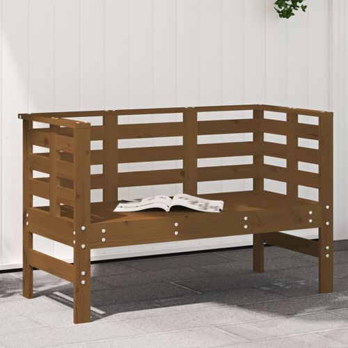 Banc de jardin marron miel 111,5x53x71 cm bois massif de pin - Photo n°2; ?>