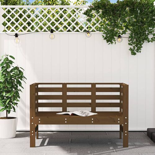 Banc de jardin marron miel 111,5x53x71 cm bois massif de pin - Photo n°3; ?>