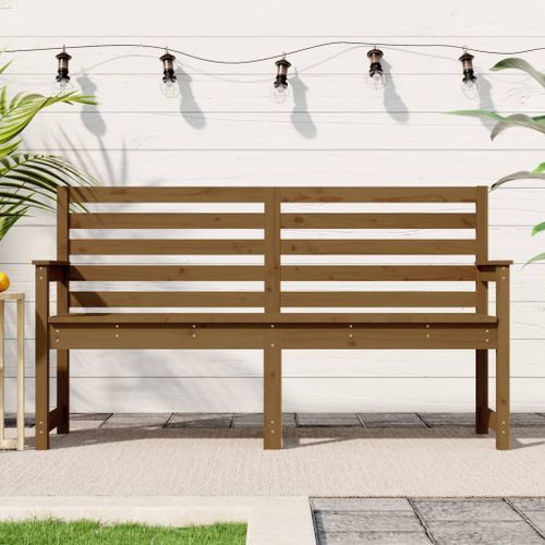 Banc de jardin marron miel 159,5x48x91,5 cm bois de pin massif - Photo n°2; ?>