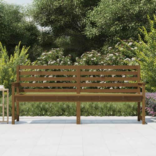 Banc de jardin marron miel 203,5x48x91,5 cm bois de pin massif - Photo n°3; ?>