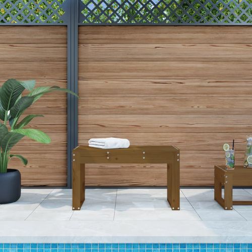 Banc de jardin marron miel 80x38x45 cm bois de pin massif - Photo n°2; ?>