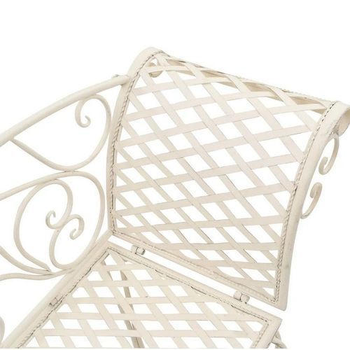 Banc de jardin métal antique blanc Break 128 cm - Photo n°3; ?>