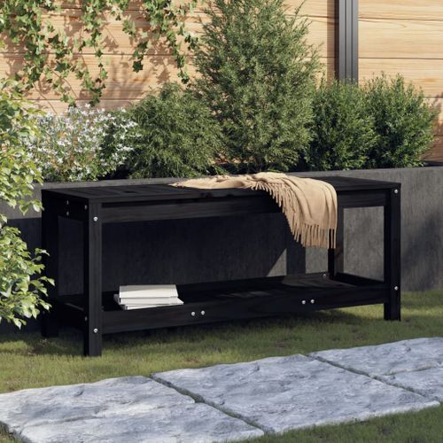 Banc de jardin noir 108x35x45 cm bois massif de pin - Photo n°2; ?>