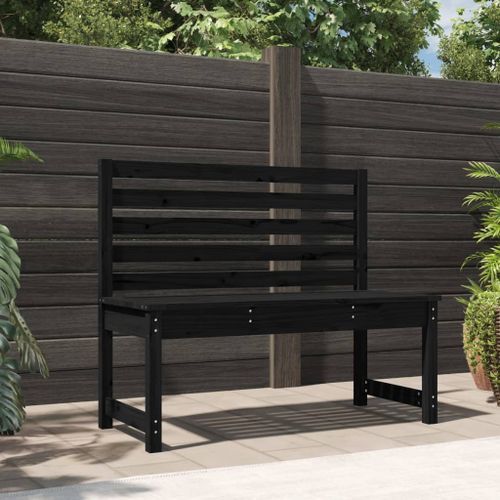 Banc de jardin noir 109 cm bois massif de pin - Photo n°2; ?>