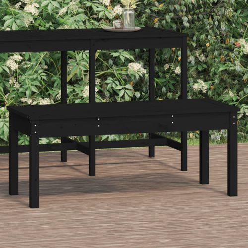 Banc de jardin noir 109x44x45 cm bois massif de pin - Photo n°2; ?>