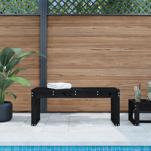 Banc de jardin noir 110x38x45 cm bois massif de pin - Photo n°2; ?>