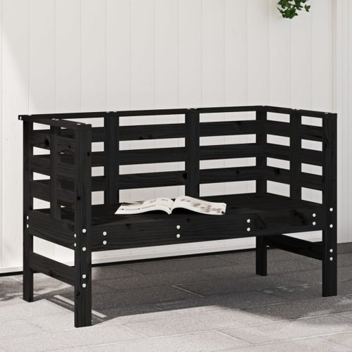 Banc de jardin noir 111,5x53x71 cm bois massif de pin - Photo n°2; ?>