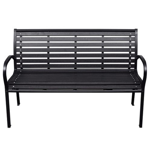 Banc de jardin Noir 116 cm Acier et WPC - Photo n°2; ?>