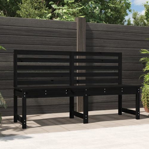 Banc de jardin noir 157,5 cm bois massif de pin - Photo n°2; ?>