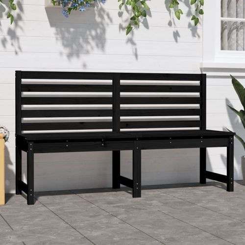 Banc de jardin noir 157,5 cm bois massif de pin - Photo n°3; ?>