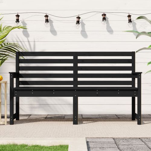 Banc de jardin noir 159,5x48x91,5 cm bois massif de pin - Photo n°2; ?>