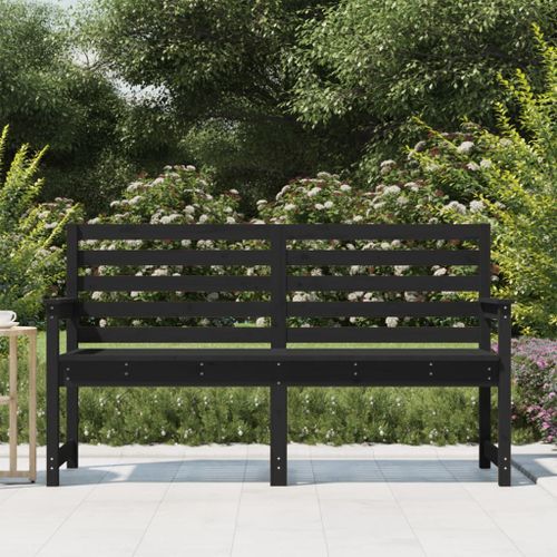 Banc de jardin noir 159,5x48x91,5 cm bois massif de pin - Photo n°3; ?>