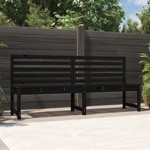 Banc de jardin noir 201,5 cm bois massif de pin - Photo n°2; ?>