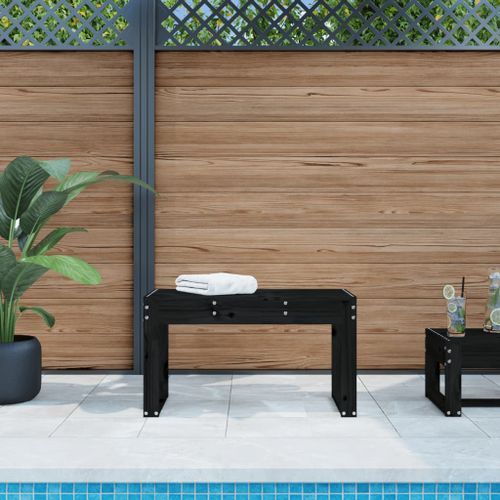 Banc de jardin noir 80x38x45 cm bois massif de pin - Photo n°2; ?>