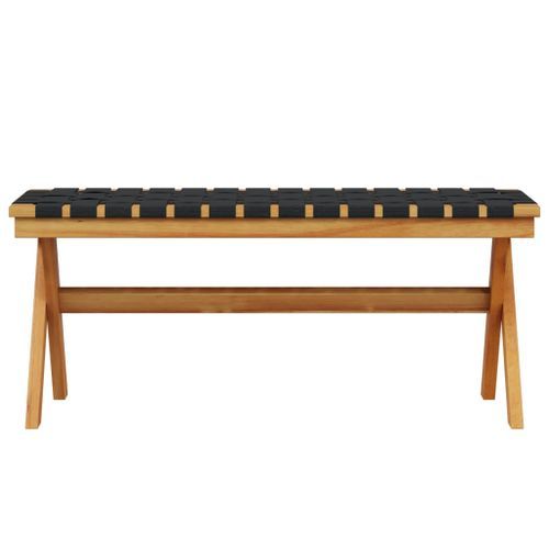 Banc de jardin noir bois massif d'acacia et tissu - Photo n°2; ?>