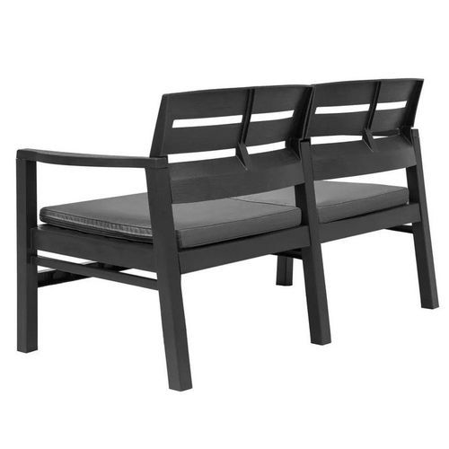 Banc de jardin plastique et coussin polyester anthracite Bouka - Photo n°2; ?>