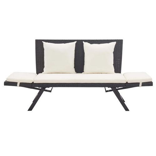 Banc de jardin polyester blanc et résine tressée noire Risto - Photo n°3; ?>