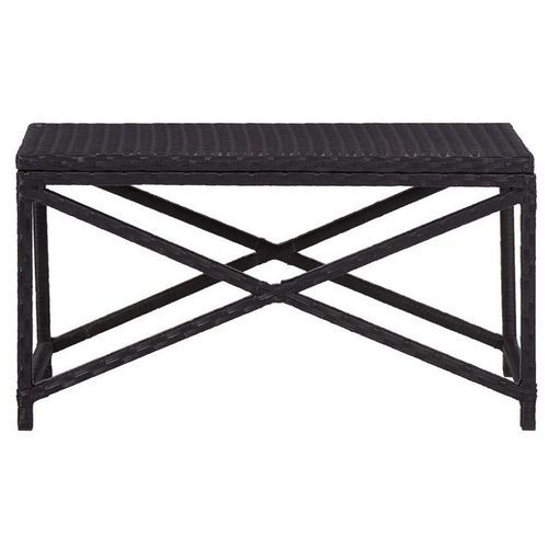 Banc de jardin résine tressée noire Adgi 80 cm - Photo n°2; ?>