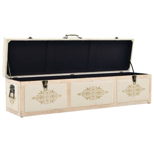 Banc de rangement 110 cm Crème Bois de sapin massif et tissu - Photo n°3; ?>