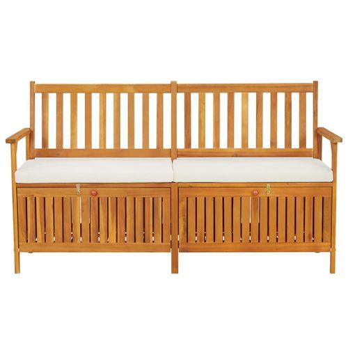 Banc de rangement avec coussin 148 cm Bois d'acacia solide - Photo n°2; ?>