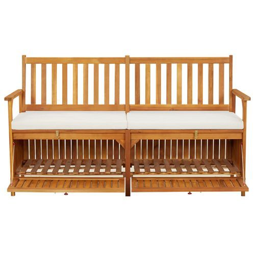 Banc de rangement avec coussin 148 cm Bois d'acacia solide - Photo n°3; ?>