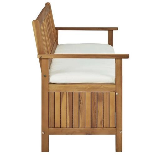 Banc de rangement avec coussin acacia massif foncé Tulak 148 cm - Photo n°2; ?>