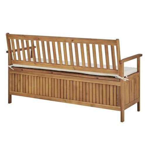 Banc de rangement avec coussin acacia massif foncé Tulak 148 cm - Photo n°3; ?>