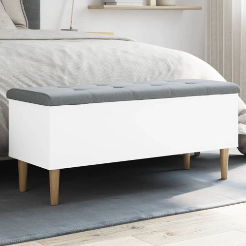 Banc de rangement blanc 102x42x46 cm bois d'ingénierie - Photo n°2; ?>