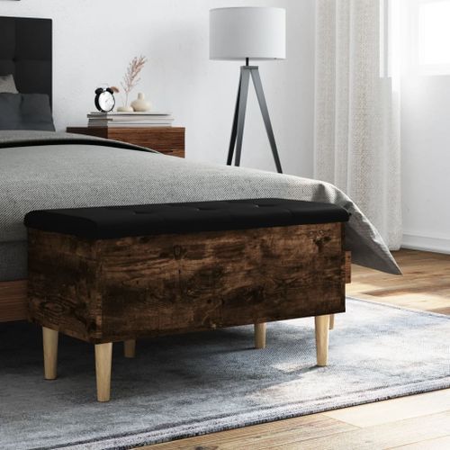 Banc de rangement chêne fumé 82x42x46 cm bois d'ingénierie - Photo n°3; ?>