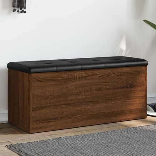 Banc de rangement chêne marron 102x42x45 cm bois d'ingénierie - Photo n°2; ?>