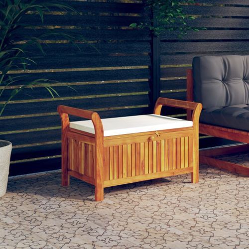 Banc de rangement de jardin avec coussin 91 cm Bois d'acacia - Photo n°2; ?>