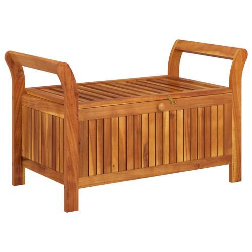 Banc de rangement de jardin avec coussin 91 cm Bois d'acacia - Photo n°3; ?>