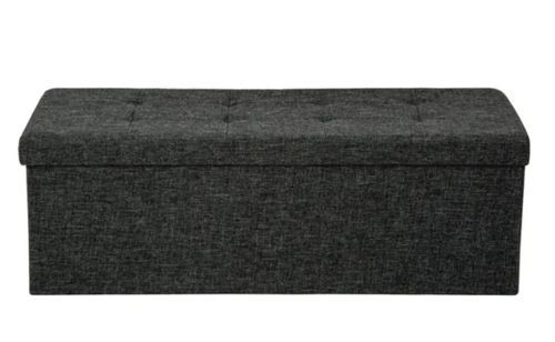 Banc de rangement en tissu chiné Katyne L 110 x H 38 x P 38 cm - Moderne et sobre - Photo n°2; ?>