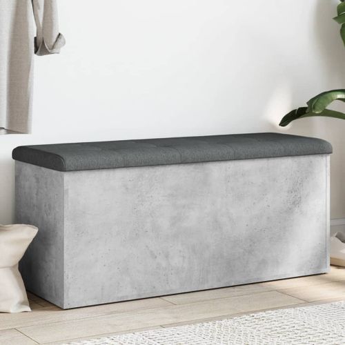 Banc de rangement gris béton 102x42x45 cm bois d'ingénierie - Photo n°2; ?>