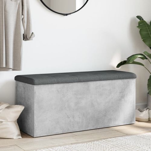 Banc de rangement gris béton 102x42x45 cm bois d'ingénierie - Photo n°3; ?>