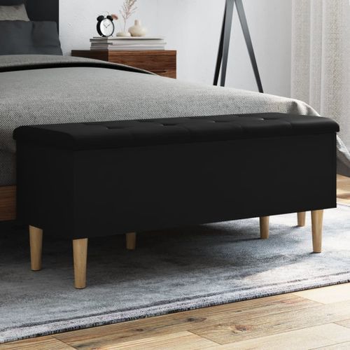 Banc de rangement noir 102x42x46 cm bois d'ingénierie - Photo n°2; ?>