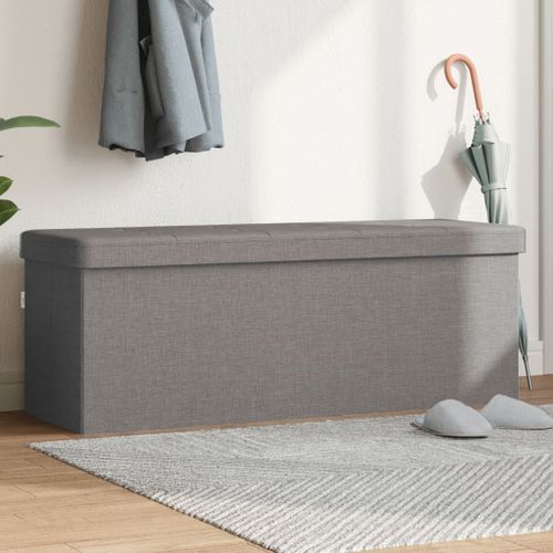 Banc de rangement pliable gris clair faux lin - Photo n°2; ?>