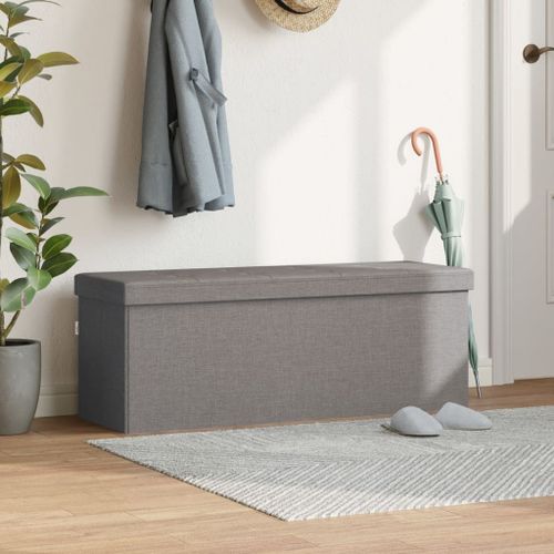 Banc de rangement pliable gris clair faux lin - Photo n°3; ?>