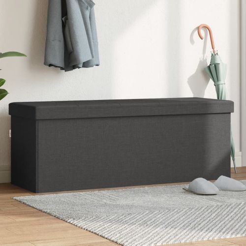 Banc de rangement pliable gris foncé faux lin - Photo n°2; ?>