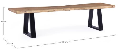 Banc en bois d'acacia et pieds en acier Amaly 178 cm - Photo n°3; ?>
