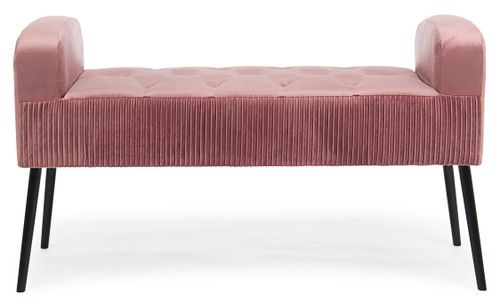 Banc en bois de pin et tissu rose Odile L 104 cm - Photo n°2; ?>