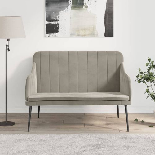 Banc Gris clair 110x76x80 cm Velours - Photo n°2; ?>