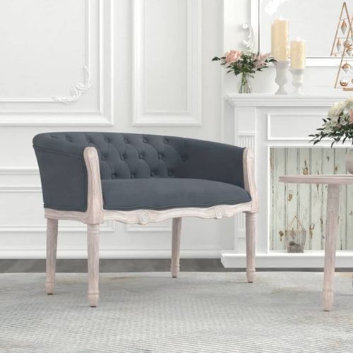 Banc Gris foncé 98x56x69 cm Velours - Photo n°2; ?>