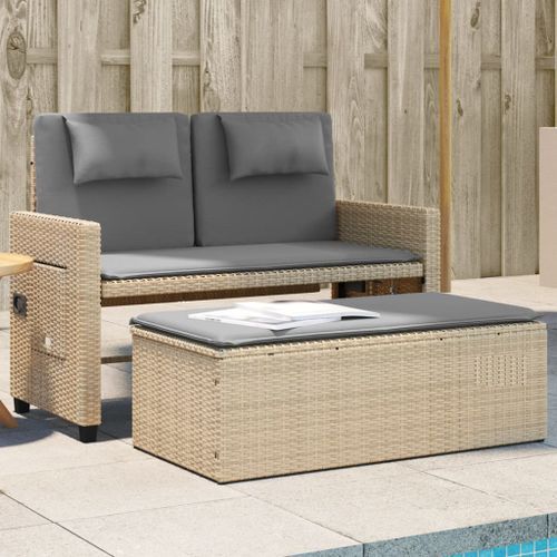 Banc inclinable de jardin avec coussins beige résine tressée - Photo n°2; ?>