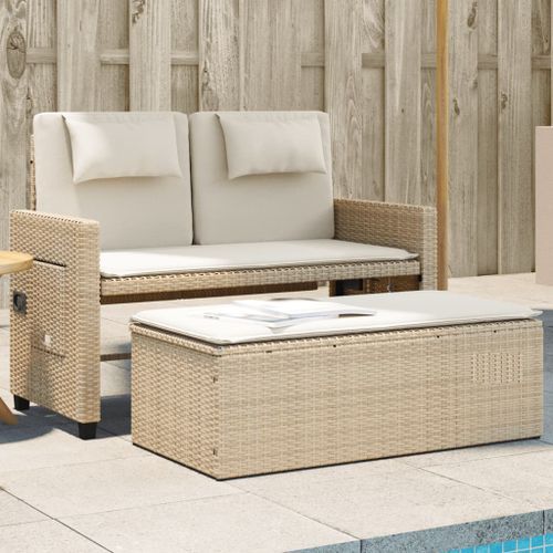 Banc inclinable de jardin avec coussins beige résine tressée - Photo n°2; ?>