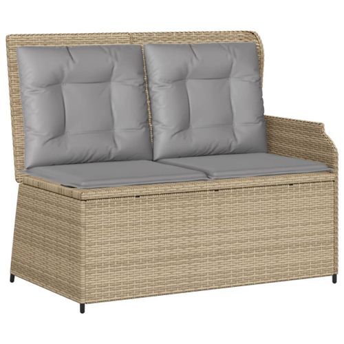 Banc inclinable de jardin avec coussins beige résine tressée - Photo n°2; ?>